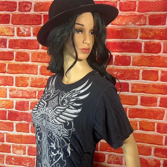 Mathilda S/S Baby Tee Affliction Women’s T-Shirt - Picture 2 of 16